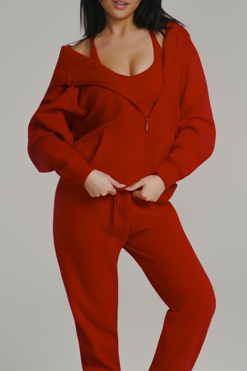 PREORDER** Threads Zip Hoodie - Lipstick Red