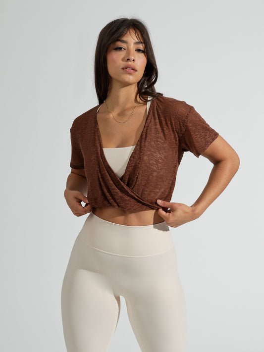 Go With The Flow Crop - Mocha