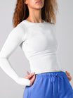 Halo Long Sleeve Hip Tee - White