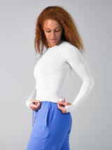 Thumbnail 3 of Halo Long Sleeve Hip Tee - White, 3 of 5