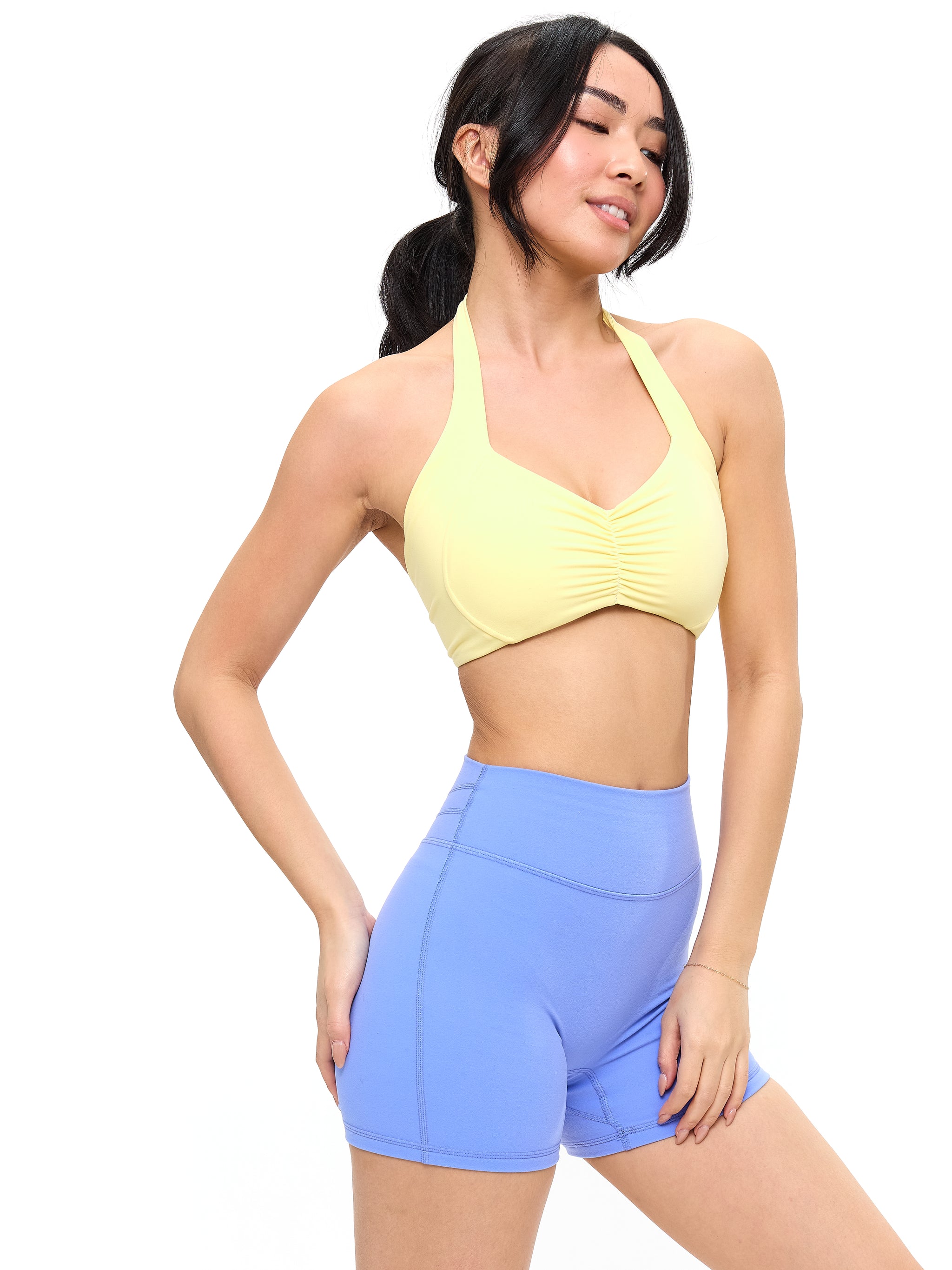Poshknit Scrunch Halter Sports Bra - Sunbeam
