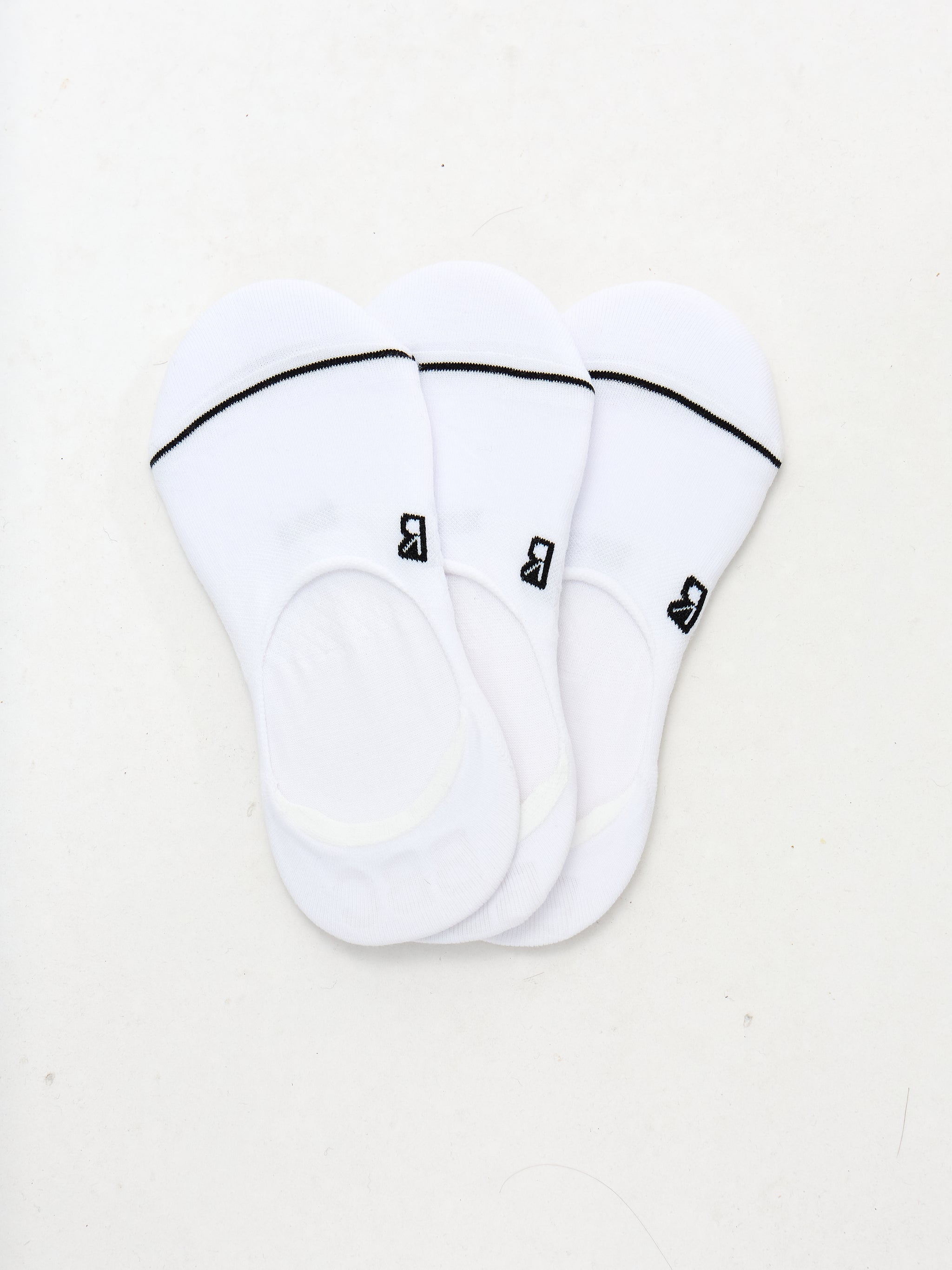 3 Pack No Show Socks - White