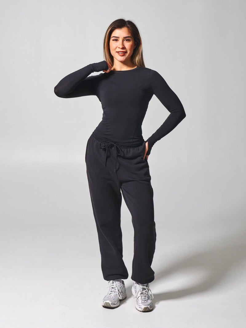 Halo Long Sleeve Hip Tee - Onyx Black