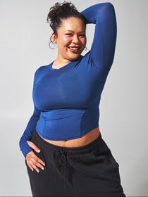 Halo Long Sleeve Baby Tee - Baked Blue