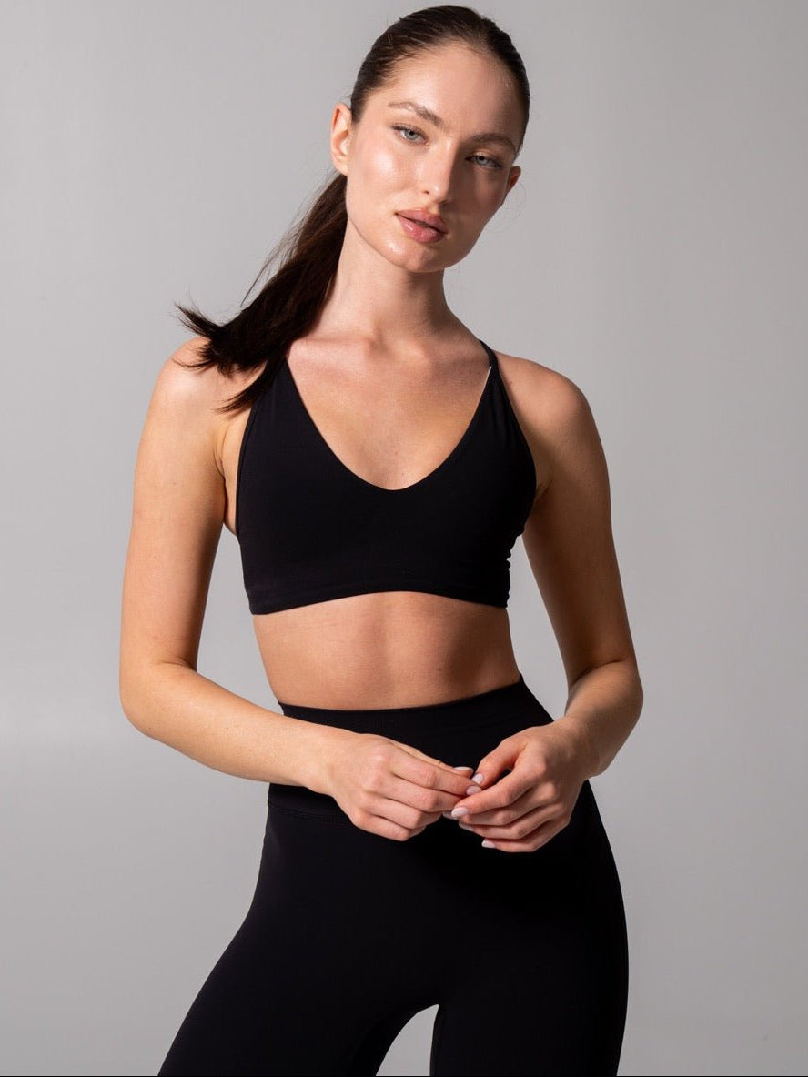 Girlfriend Reversible Sports Bra - Onyx Black and White