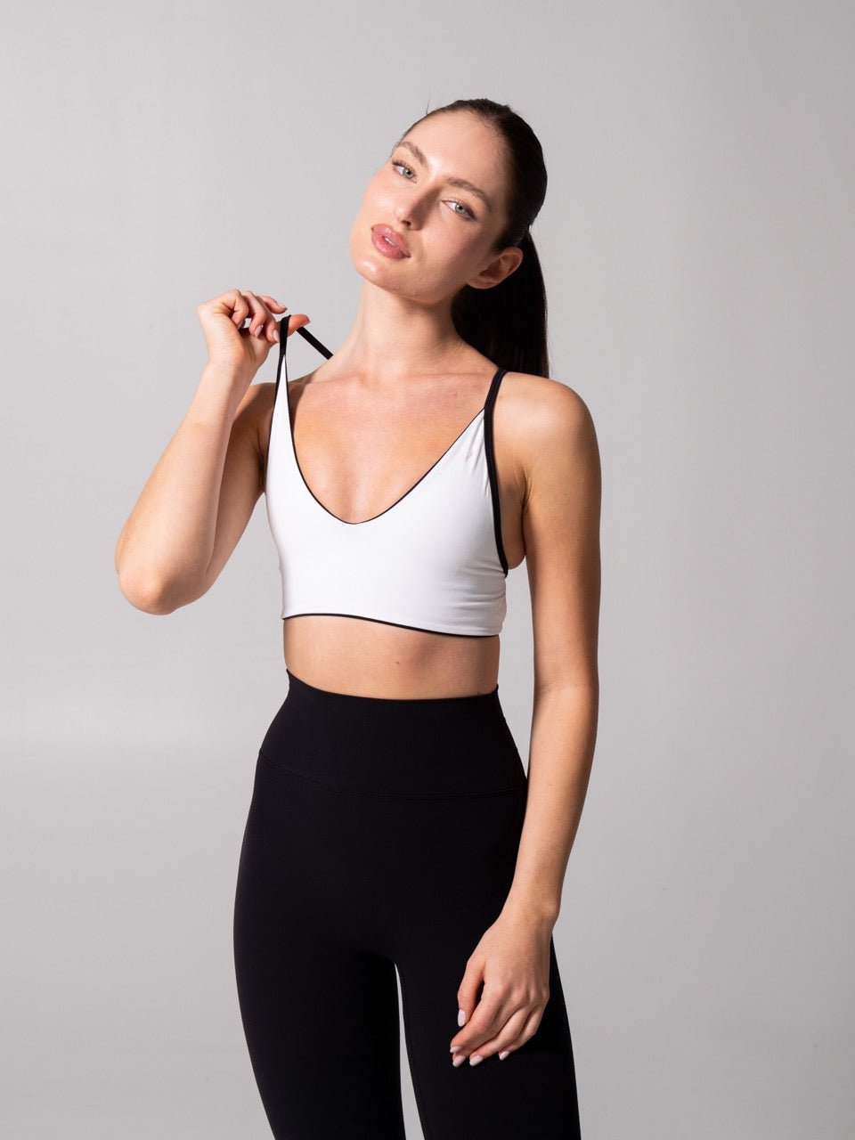 Girlfriend Reversible Sports Bra - Onyx Black and White