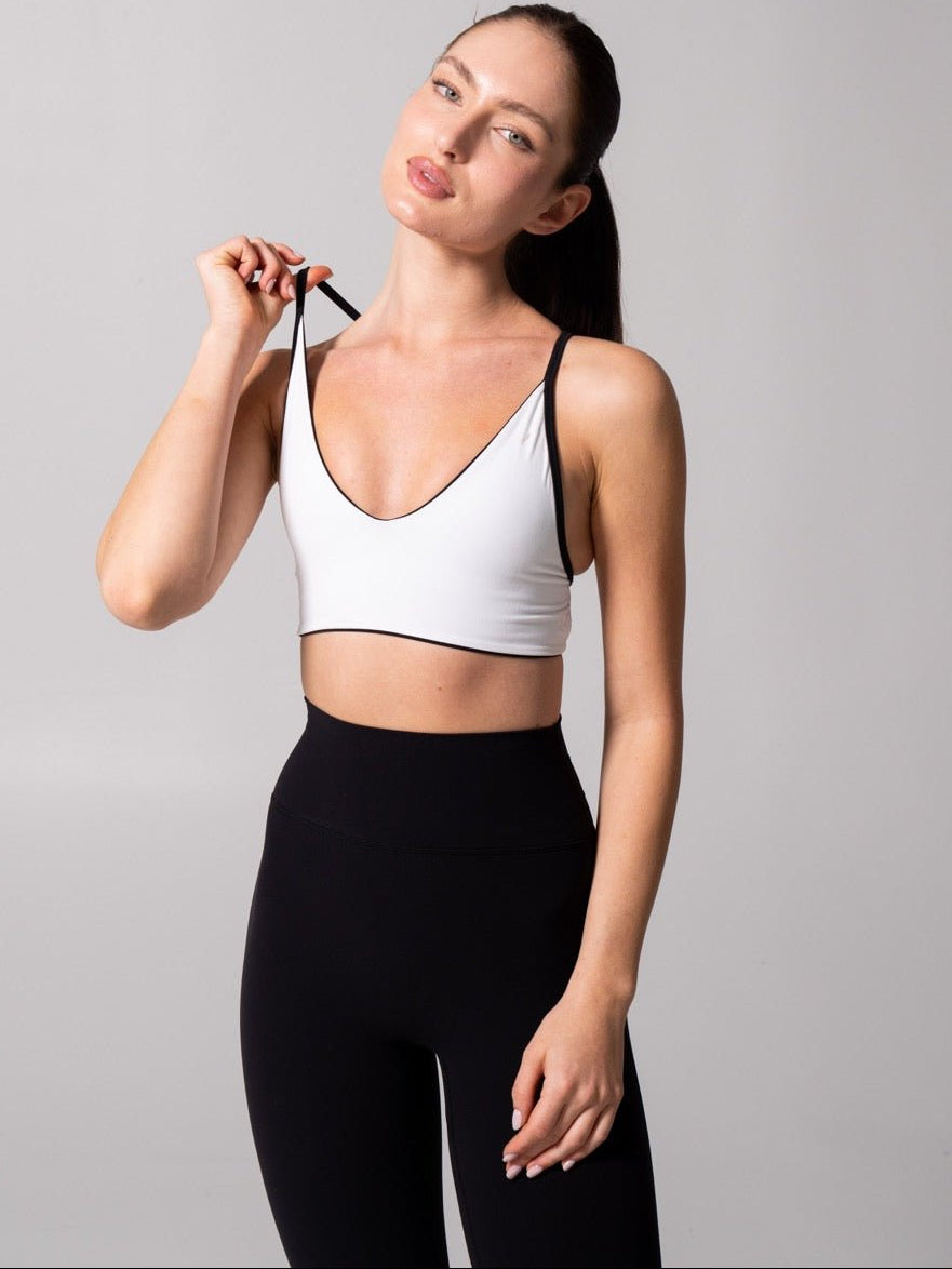 Girlfriend Reversible Sports Bra - Onyx Black and White