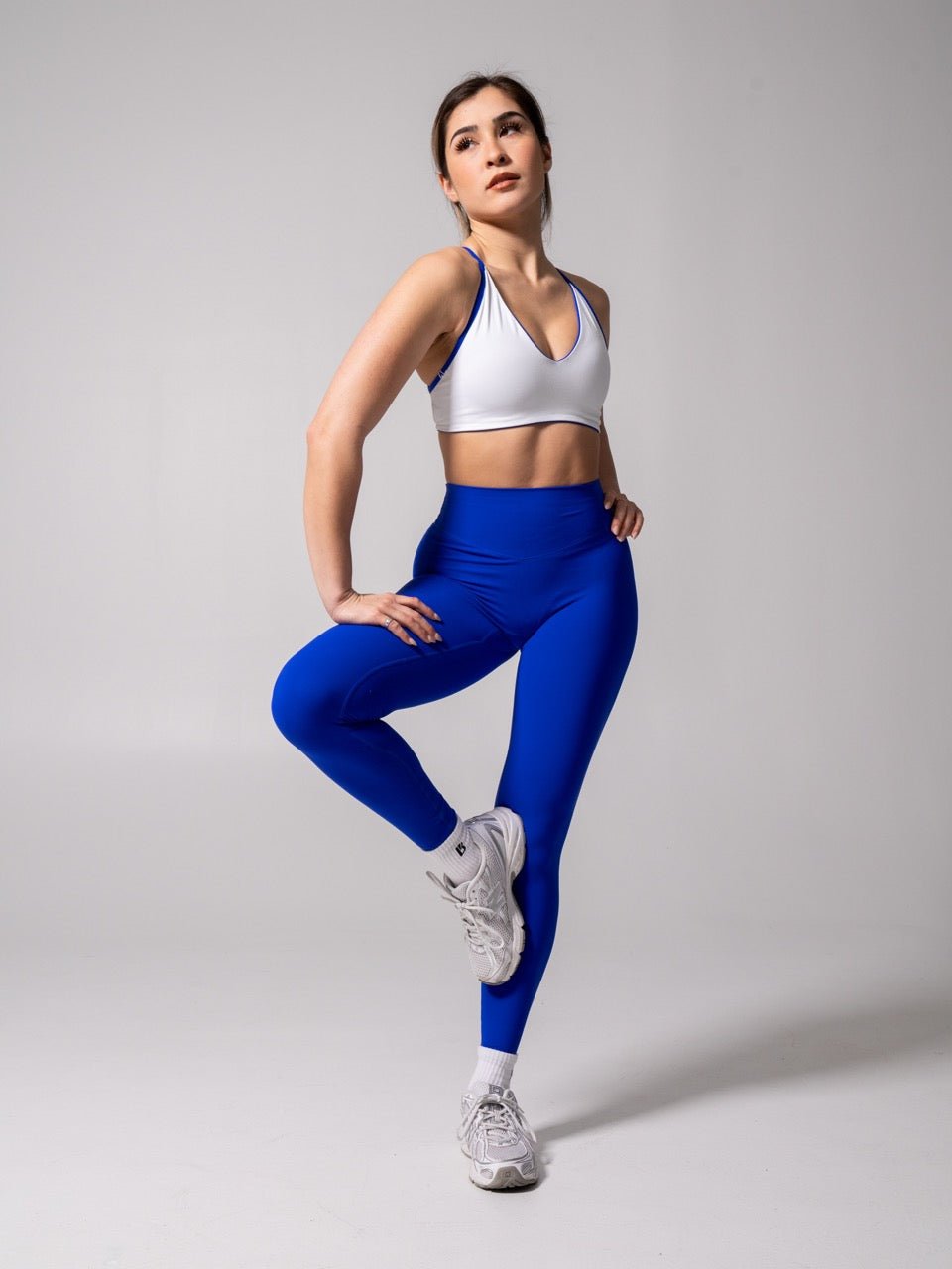 Girlfriend Reversible Sports Bra - Rio Blue and White