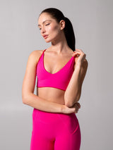 Thumbnail 2 of Girlfriend Reversible Sports Bra - Lipstick Red and Miami Vice, 2 of 12