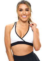 Thumbnail 2 of Reversible RacerBack Sports Bra - Onyx Black and White, 2 of 9