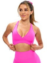 Thumbnail 3 of Reversible RacerBack Sports Bra - Hard Candy and Pink Starburst, 3 of 7