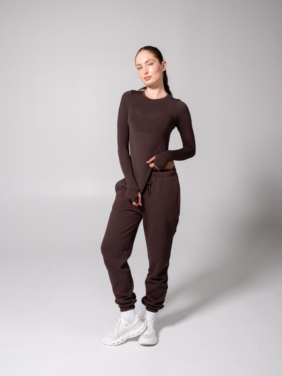 Halo Long Sleeve Hip Tee - Espresso