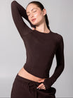 Halo Long Sleeve Hip Tee - Espresso