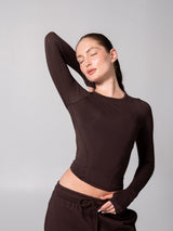 Thumbnail 2 of Halo Long Sleeve Hip Tee - Espresso, 2 of 7