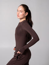 Thumbnail 3 of Halo Long Sleeve Hip Tee - Espresso, 3 of 7