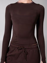 Thumbnail 6 of Halo Long Sleeve Hip Tee - Espresso, 6 of 7