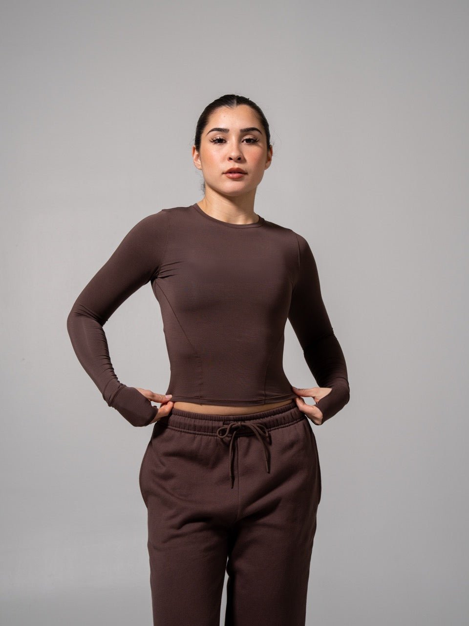 Halo Long Sleeve Baby Tee - Espresso