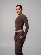 Thumbnail 4 of Halo Long Sleeve Baby Tee - Espresso, 4 of 7