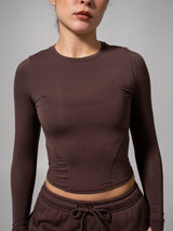 Thumbnail 1 of Halo Long Sleeve Baby Tee - Espresso, 1 of 7