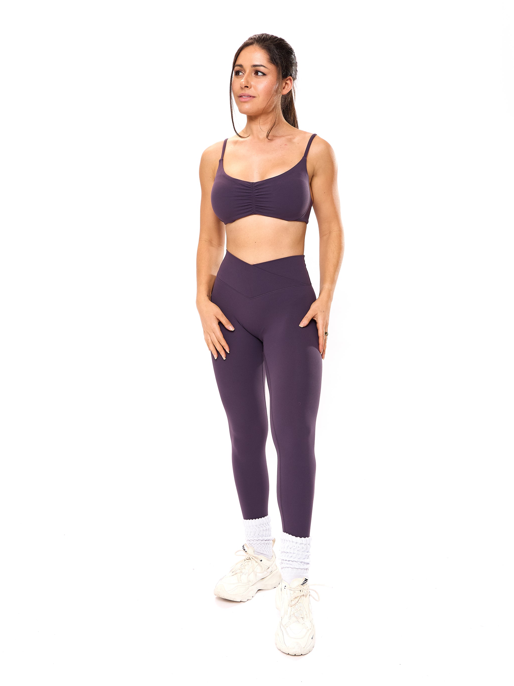 Candid Cross Waist Legging - Purple Shadow