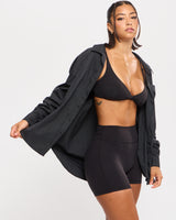 Thumbnail 3 of Boyfriend Button Up Shirt - Black Pinstripe, 3 of 8