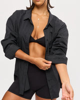 Thumbnail 1 of Boyfriend Button Up Shirt - Black Pinstripe, 1 of 8