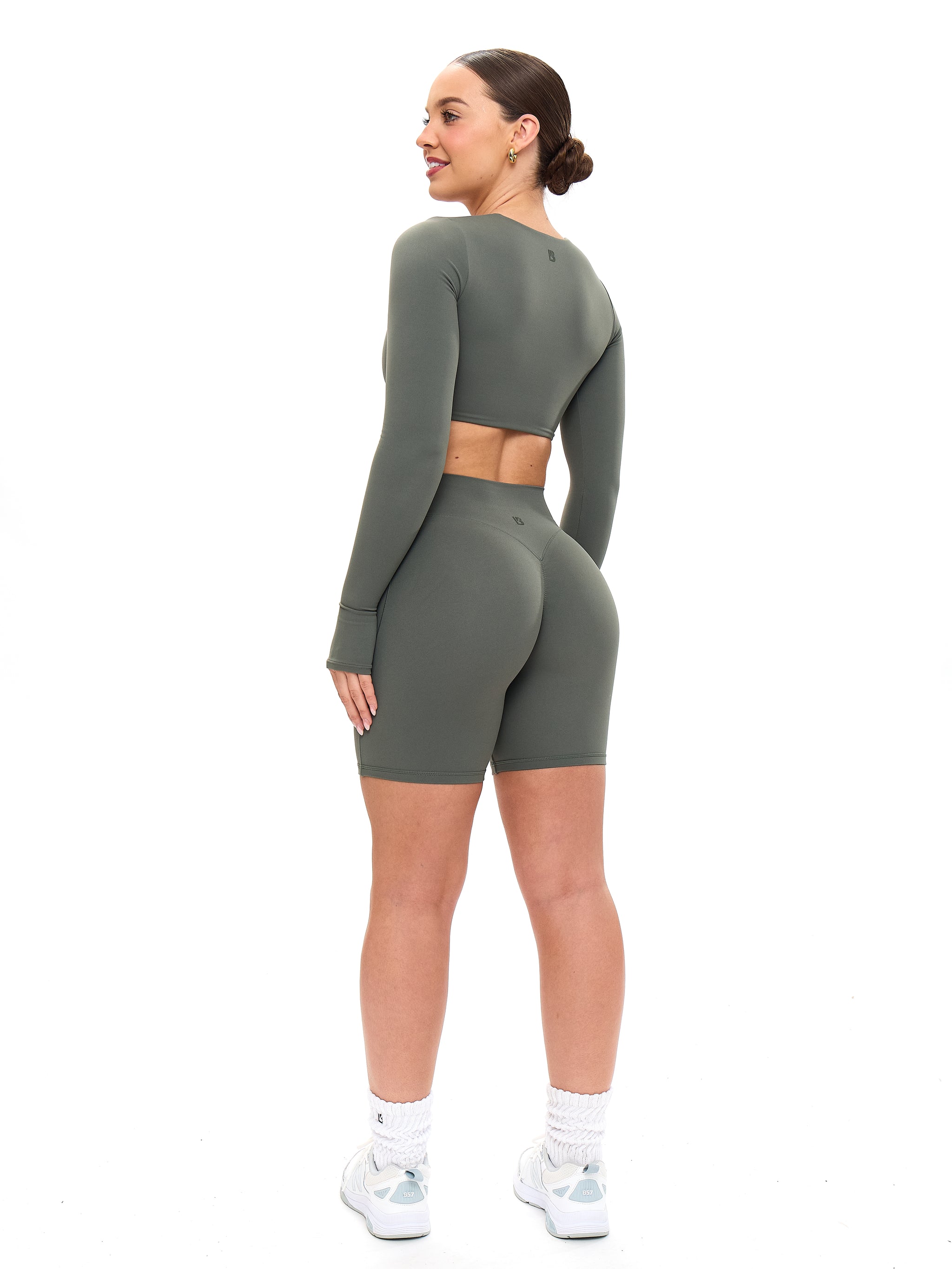 Long Sleeve Curve Crop - Shadow Sage
