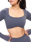 Long Sleeve Curve Crop - Blue Steel