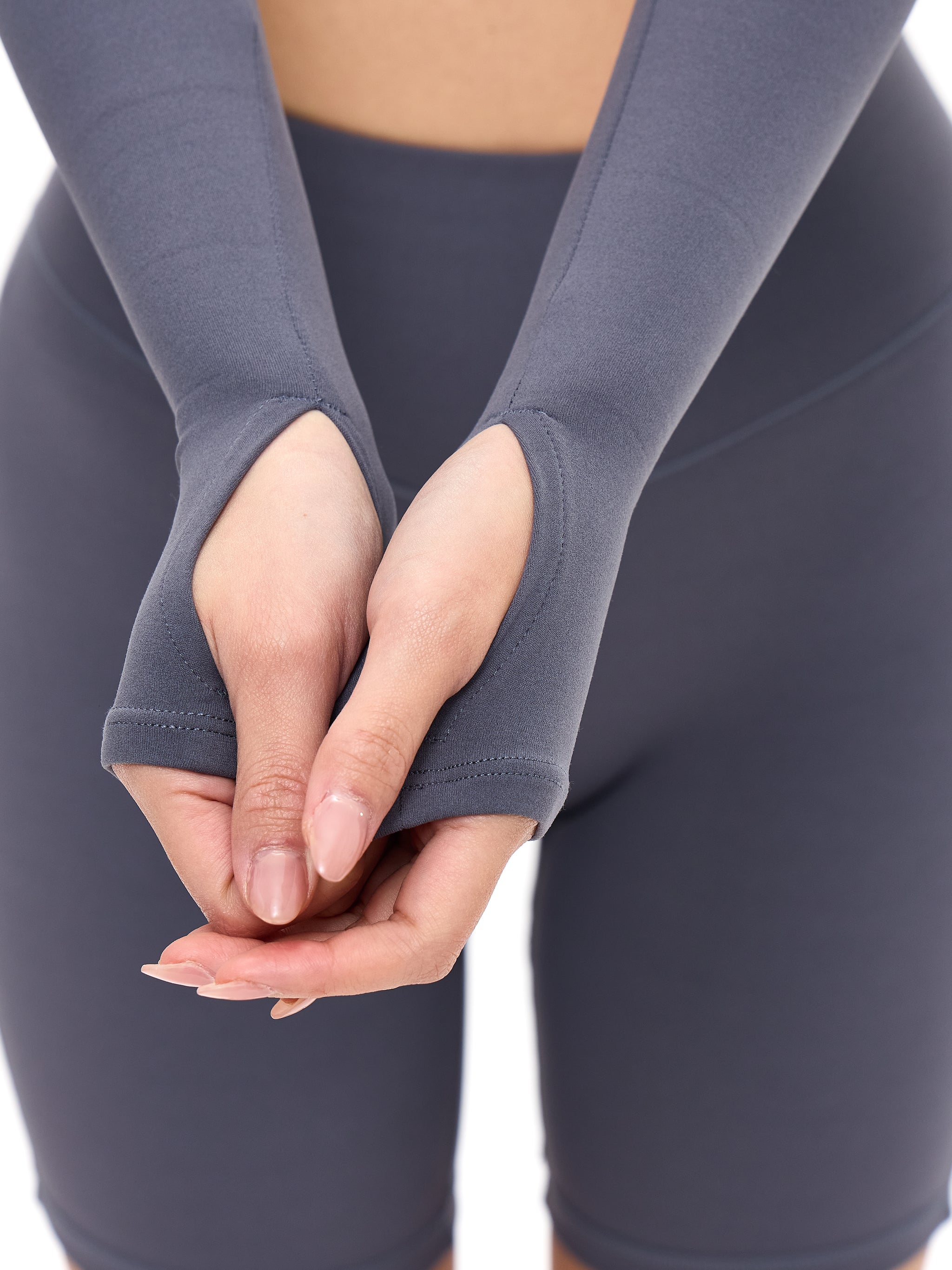 Long Sleeve Curve Crop - Blue Steel