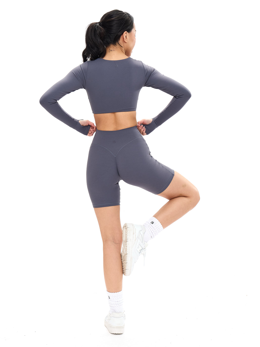 Long Sleeve Curve Crop - Blue Steel