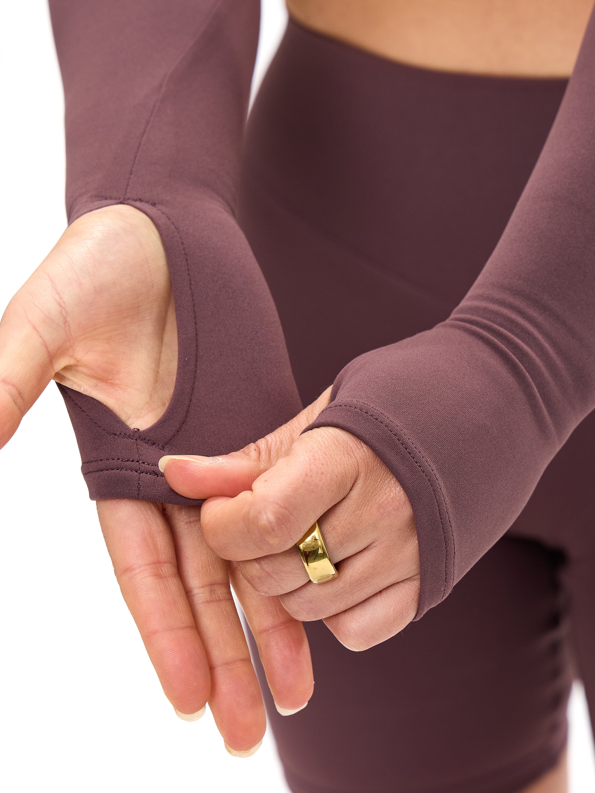 Long Sleeve Curve Crop - Smoked Cherry