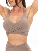 Thumbnail 1 of Candy Wrap Sports Bra - Chai Latte, 1 of 5