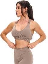 Thumbnail 2 of Candy Wrap Sports Bra - Chai Latte, 2 of 5