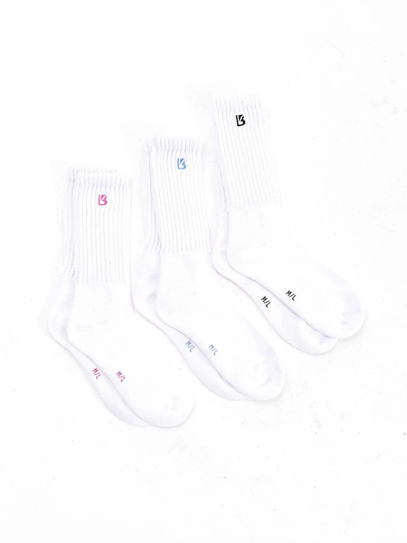 3 Pack Scrunch Socks - Multi White