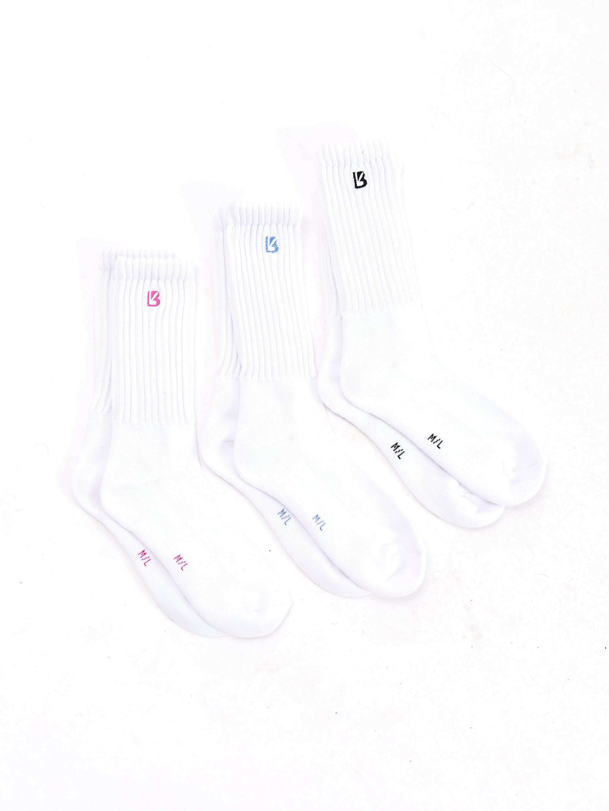 3 Pack Scrunch Socks - Multi White