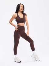 Thumbnail 3 of Candy Wrap Sports Bra - Journey Dark Brown, 3 of 5