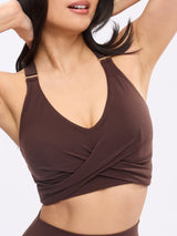 Thumbnail 1 of Candy Wrap Sports Bra - Journey Dark Brown, 1 of 5