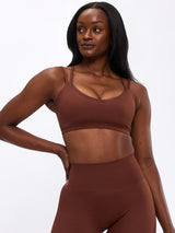 Thumbnail 1 of Limitless Laser Cut Sports Bra - Mocha, 1 of 5