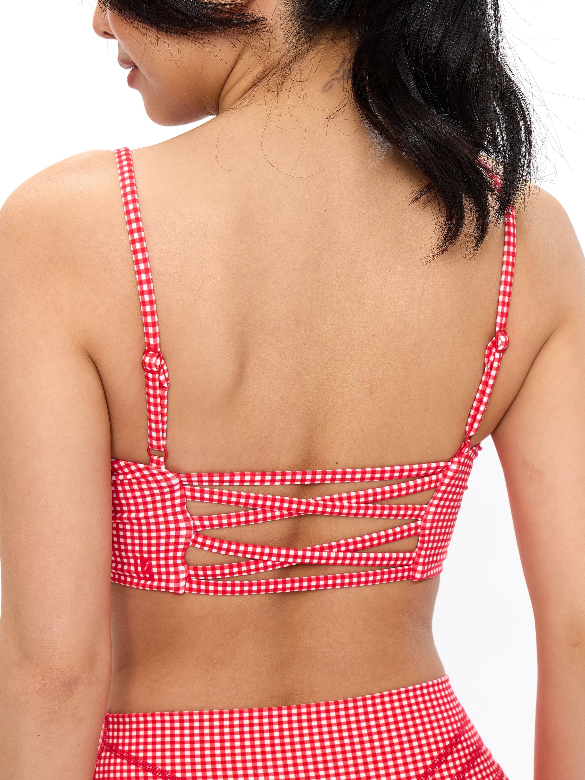 Ivy Wrap Sports Bra - Red Gingham