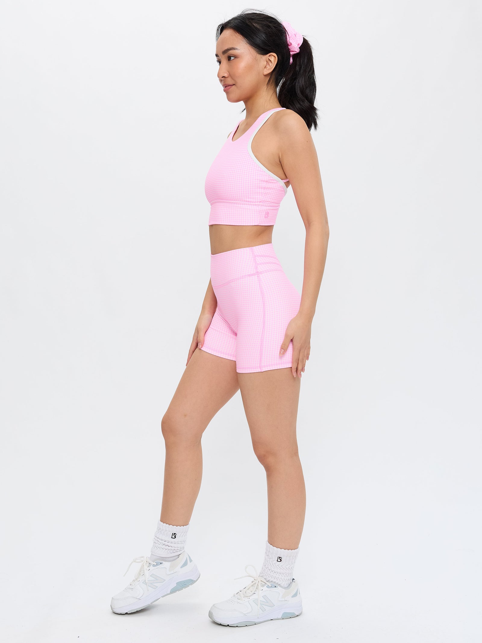 Geo Sports Bra - Pink Gingham