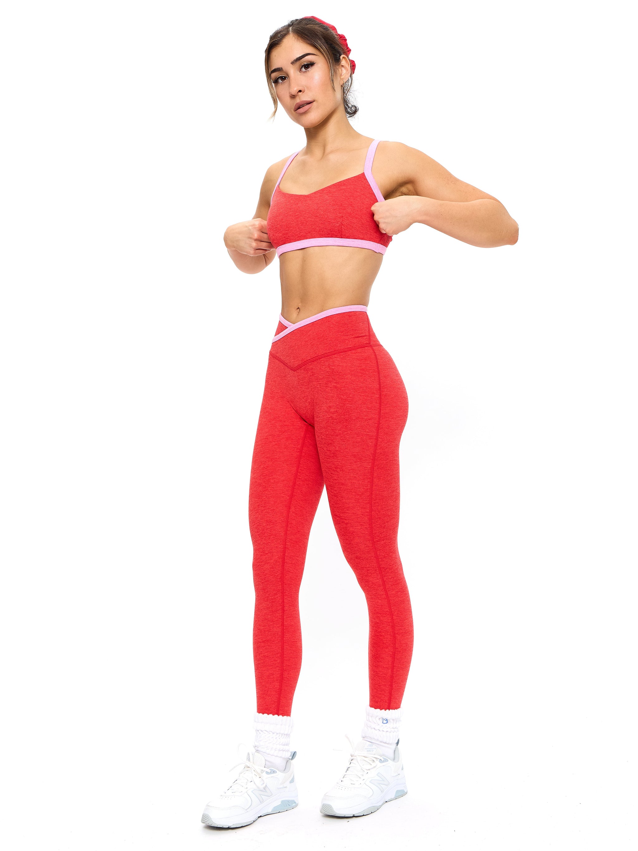 Dream Heather Contrast Legging - Salsa Red