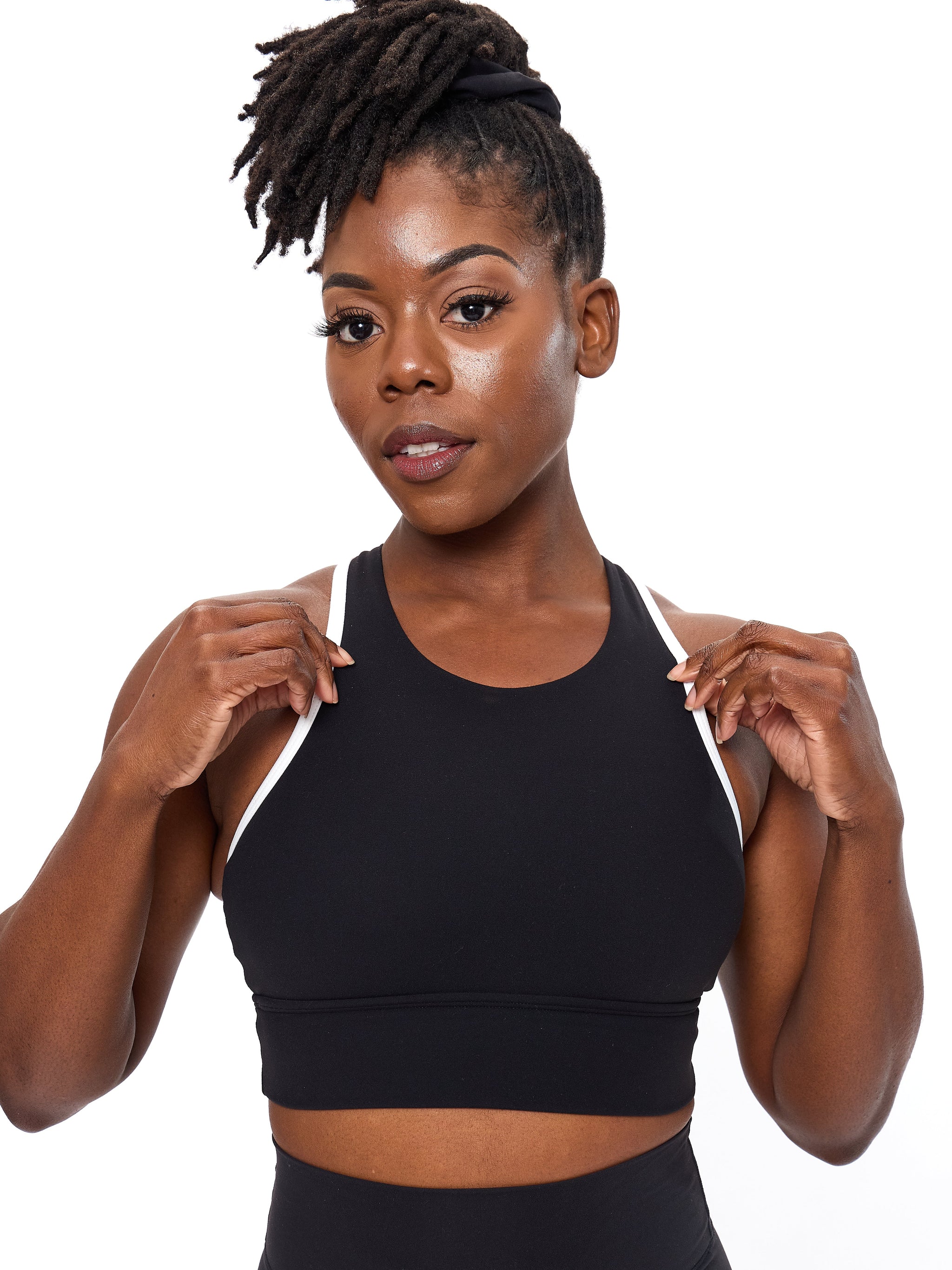 Geo Sports Bra - Onyx Black and White