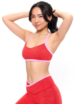 Thumbnail 4 of Dream Heather Contrast Sports Bra - Salsa Red, 4 of 5