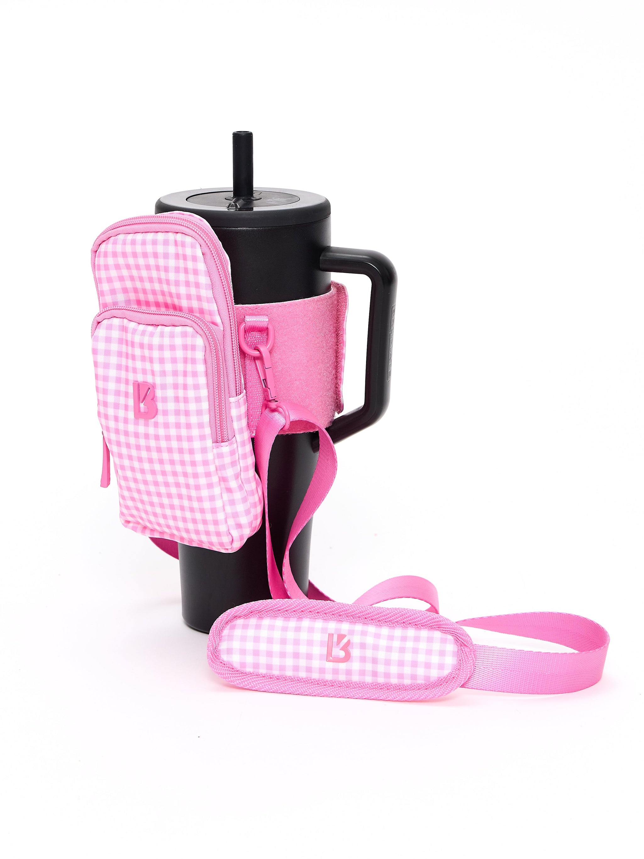 Water Bottle Sleeve - Pink Gingham