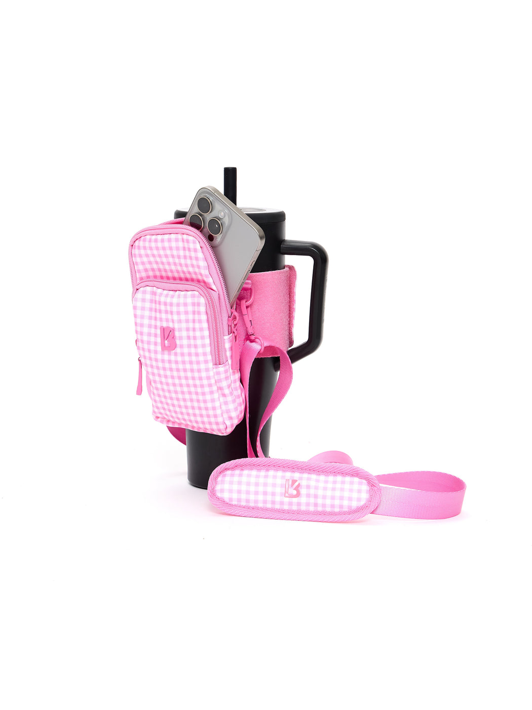 Water Bottle Sleeve - Pink Gingham