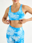 Double Dip Butter Sports Bra - Blue Bubbles Tie Dye