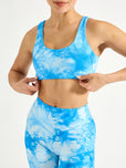 Double Dip Butter Sports Bra - Blue Bubbles Tie Dye