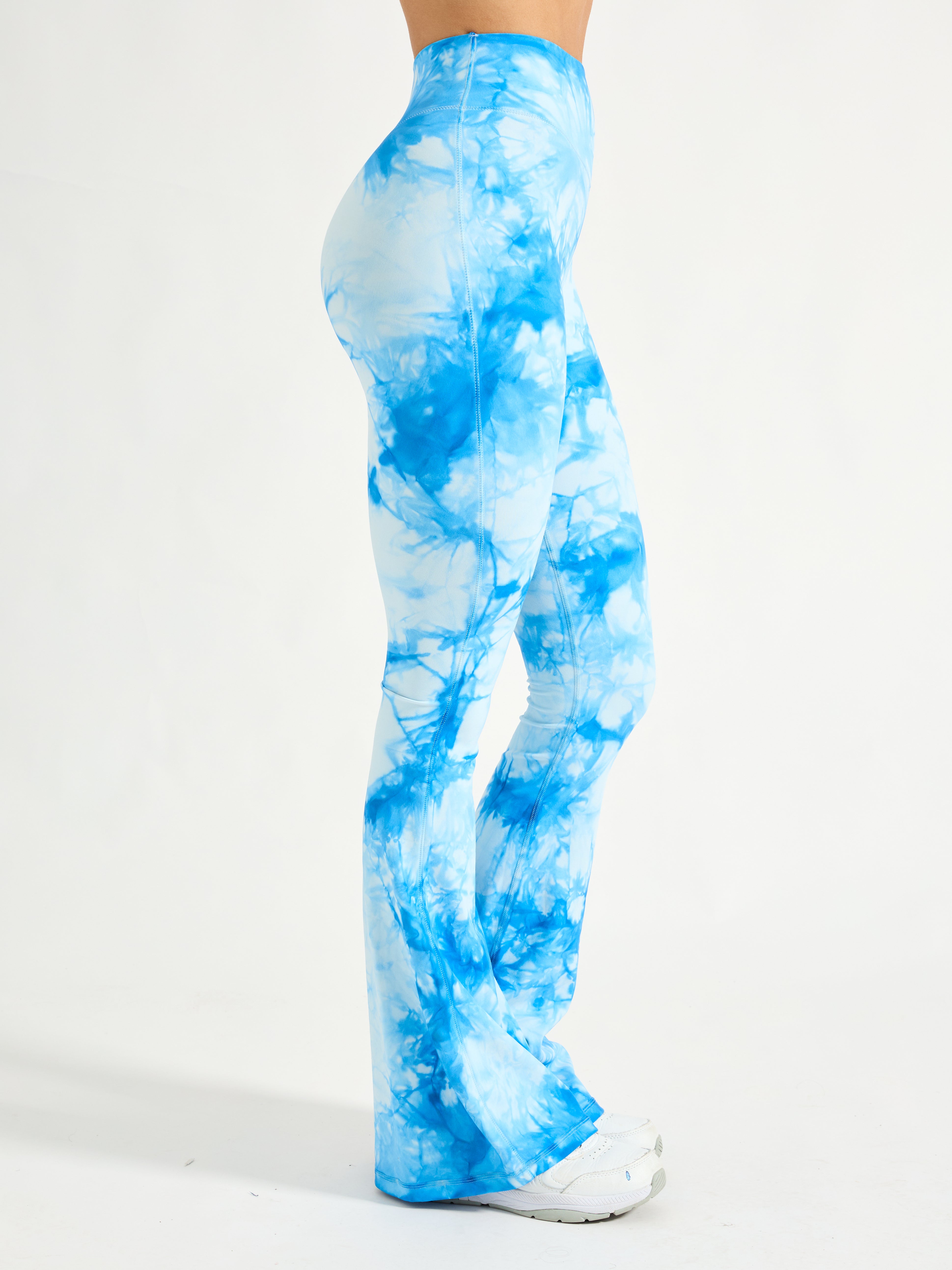 LGB ルグランブルー 星条旗 damage coating pants Y2K Aggressive Scrunch Flare Legging - Blue Bubbles Tie Dye
