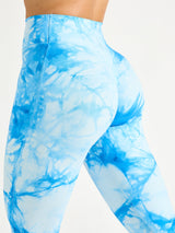 Thumbnail 1 of Aggressive Scrunch Flare Legging - Blue Bubbles Tie Dye, 1 of 6