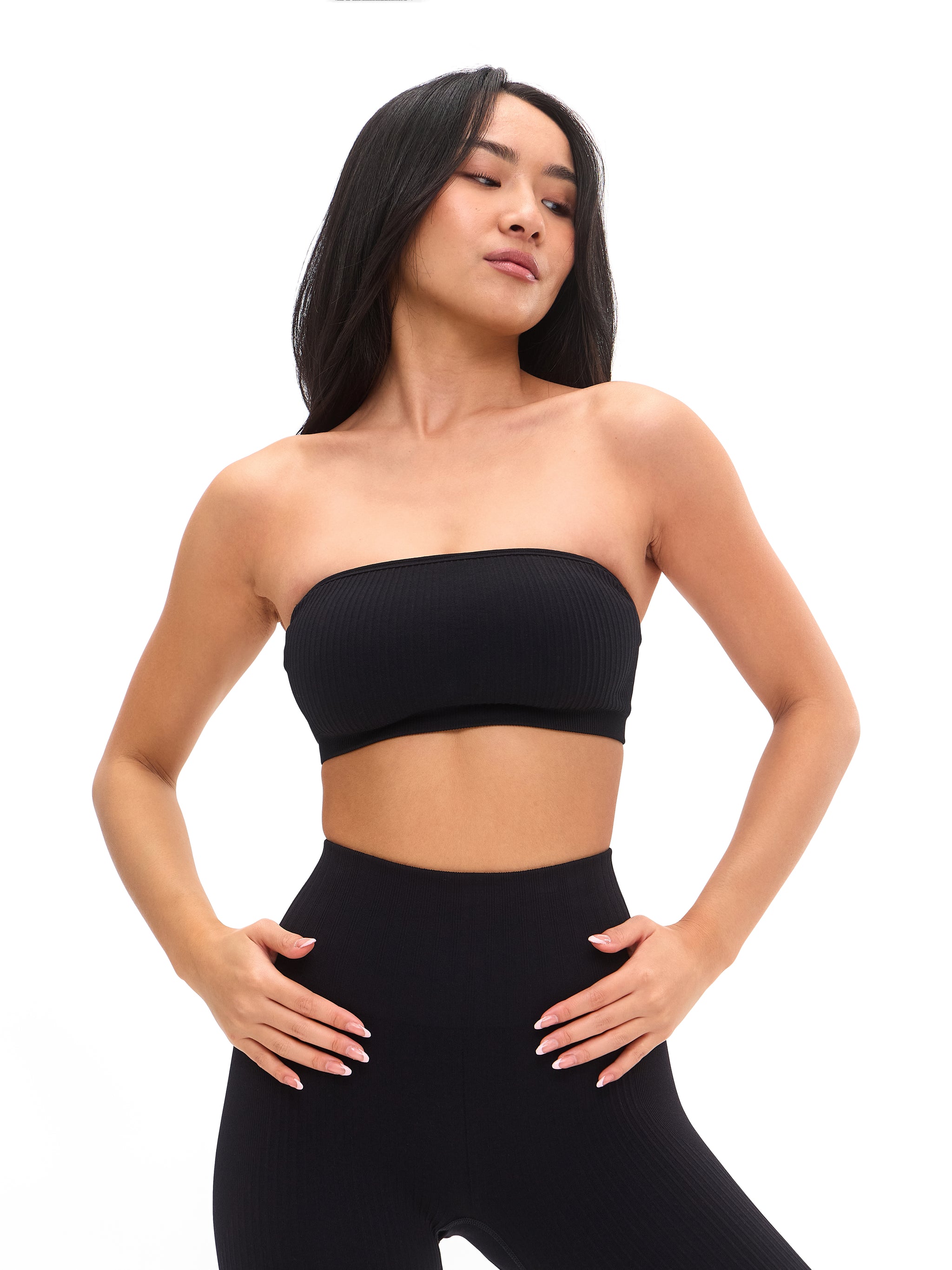 Seamless Ribbed Bandeau - Black